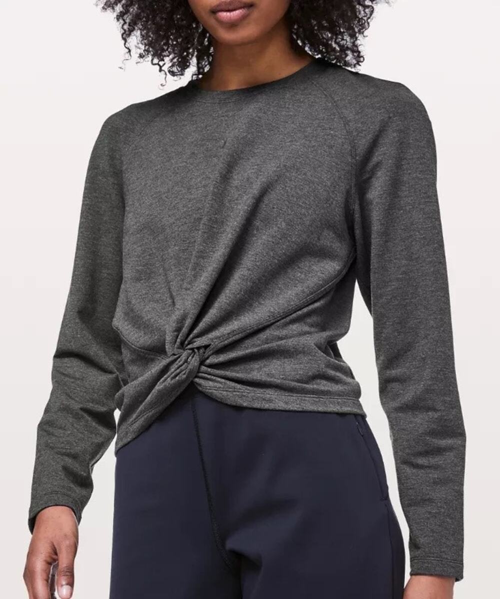 Lululemon Tuck & Gather Pullover in Heathered Mod Black Size 4